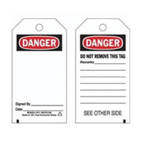 Accident Prevention Tags, Polyester, 3" W x 5-3/4" H, English SX827 | Caster Town