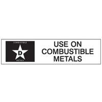 "D: Use on Combustible Metals" Fire Extinguisher Label SY241 | Caster Town