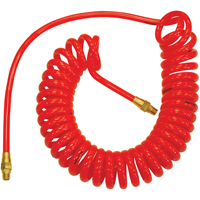 Flexcoil Self-Storing Polyurethane Air Hoses With Fittings, 1/4" x 15', 140 PSI, 1/4 NPT TA216 | Caster Town