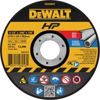 HP™ Metal Cut-Off Wheel, 4-1/2" x 0.04", 7/8" Arbor, Type 1, Aluminum Oxide, 13300 RPM TCU081 | Caster Town