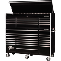 RX Series Rolling Tool Cabinet, 19 Drawers, 72" W x 25" D x 47" H, Black TEQ505 | Caster Town