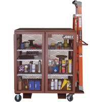 Mobile Mesh Cabinet, Steel, 37 Cubic Feet, Red TEQ806 | Caster Town