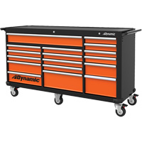 Roller Cabinet, 17 Drawers, 71" W x 24" D x 41" H, Black/Orange TER181 | Caster Town