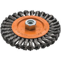 Wide Knotted Wire Wheel Brush, 5/8"-11 Arbor, Steel UE941 | Caster Town