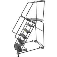 Weight Actuated Lockstep Rolling Ladders, 5 Steps, 24" Step Width, 50" Platform Height, Steel VC391 | Caster Town