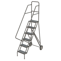 Rolling Ladder, 6 Steps, Serrated, 66" High VC533 | Caster Town