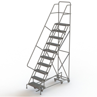 All Directional Rolling Ladder, 10 Steps, 24" Step Width, 100" Platform Height, Steel VC553 | Caster Town