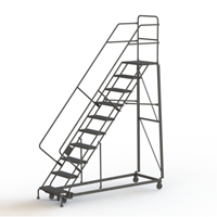 Heavy Duty Safety Slope Ladder, 10 Steps, Perforated, 50° Incline, 100" High VC578 | Caster Town