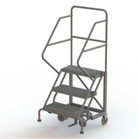 Safety Slope Rolling Ladder, 3 Steps, Serrated, 50° Incline, 30" High VC618 | Caster Town