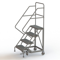 Safety Slope Rolling Ladder, 4 Steps, Serrated, 50° Incline, 40" High VC619 | Caster Town