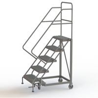 Safety Slope Rolling Ladder, 5 Steps, Serrated, 50° Incline, 50" High VC620 | Caster Town