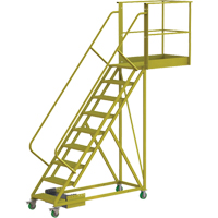 Cantilever Rolling Ladder, Unsupported, 9 Steps, 40" Platform Depth, 90" Platform Height VC700 | Caster Town
