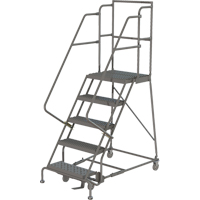 Deep Top Step Rolling Ladder, 5 Steps, 16" Step Width, 50" Platform Height, Steel VC766 | Caster Town