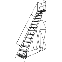 Deep Top Step Rolling Ladder, 14 Steps, 24" Step Width, 140" Platform Height, Steel VC778 | Caster Town