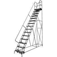 Deep Top Step Rolling Ladder, 15 Steps, 24" Step Width, 150" Platform Height, Steel VC779 | Caster Town
