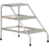 Aluminum Step Stand, 3 Step(s), 22-13/16" W x 34-9/16" L x 30" H, 500 lbs. Capacity VD459 | Caster Town