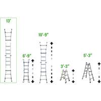 Telescoping Multi-Position Ladder, 2.916' - 9.75', Aluminum, 300 lbs., CSA Grade 1A VD689 | Caster Town