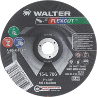 Flexcut™ Depressed Centre Grinding Wheels, 7", 60 Grit, Aluminum Oxide, 7/8", 8600 RPM, Type 29 VV141 | Caster Town