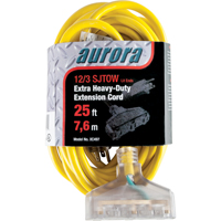 Outdoor Vinyl Extension Cord with Light Indicator, SJTOW, 12/3 AWG, 15 A, 3 Outlet(s), 25' XC497 | Caster Town