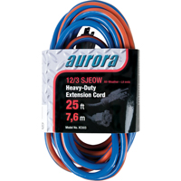 All-Weather TPE-Rubber Extension Cord With Light Indicator, SJEOW, 12/3 AWG, 15 A, 25' XC503 | Caster Town