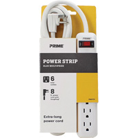 Power Strip, 6 Outlet(s), 8', 15 A, 1875 W, 125 V XJ237 | Caster Town