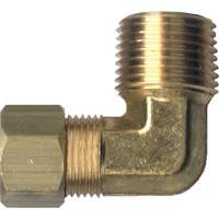 90° Pipe Elbow Fitting, Tube x Male Pipe, Brass, 1/4" x 1/2" NIW399 | Caster Town